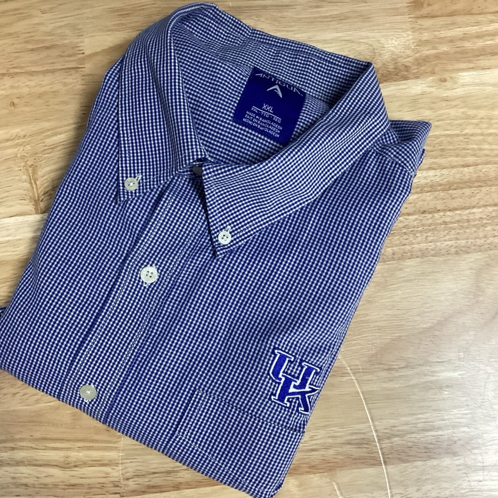 University Of Kentucky UK Antigua Men's Embroidered LOGO-LS Dress Shirt Sz XXL